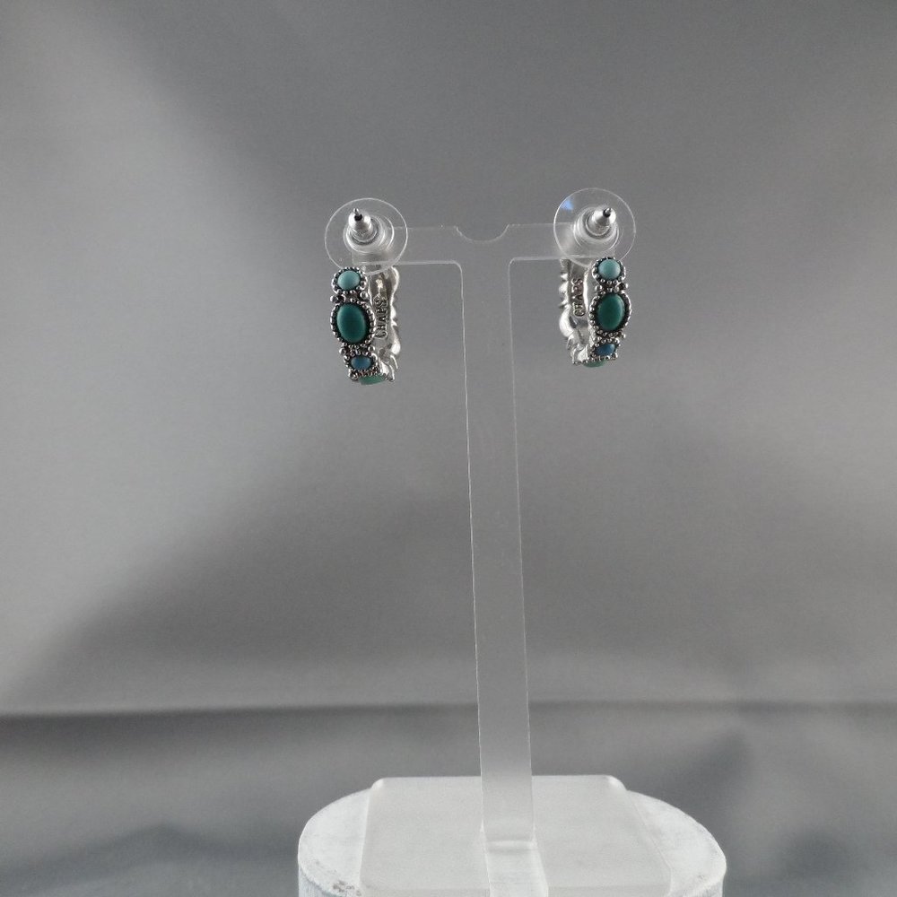 Chaps Southwestern Faux Turquoise Hoop Earrings Vintage